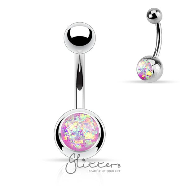 Purple Opal Glitter Set 316L Surgical Steel Belly Button Ring-Belly Ring, Body Piercing Jewellery-NSD1907-A1-Glitters