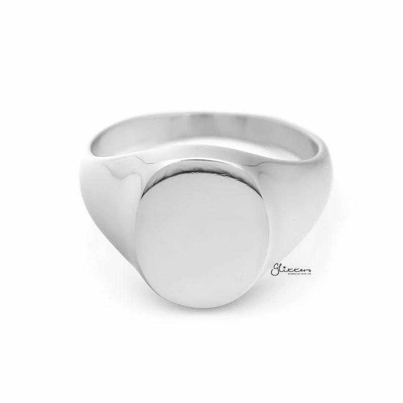 Stainless Steel Oval Signet Blank Plain Ring - Silver-Jewellery, Men's Jewellery, Men's Rings, Rings, Stainless Steel, Stainless Steel Rings-OvalRing-1-Glitters