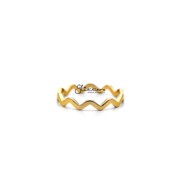 18K Gold Plated over Stainless Steel Wavy Women's Rings-Jewellery, Rings, Stainless Steel, Stainless Steel Rings, Women's Jewellery, Women's Rings-RG0138_G01-Glitters