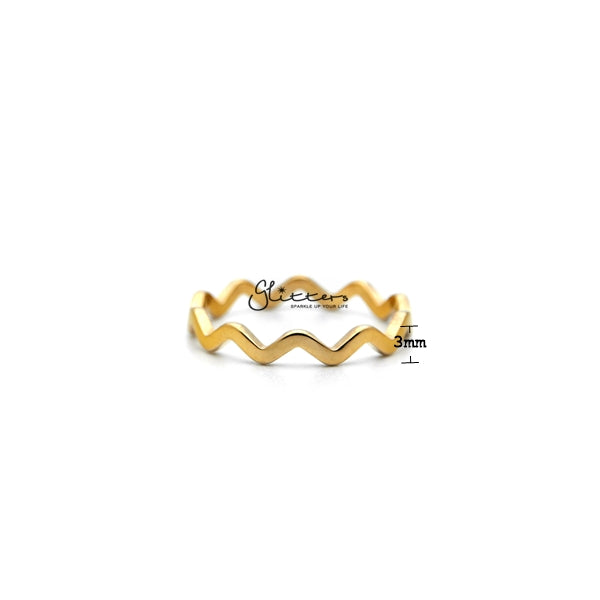 18K Gold Plated over Stainless Steel Wavy Women's Rings-Jewellery, Rings, Stainless Steel, Stainless Steel Rings, Women's Jewellery, Women's Rings-RG0138_G01_New-Glitters