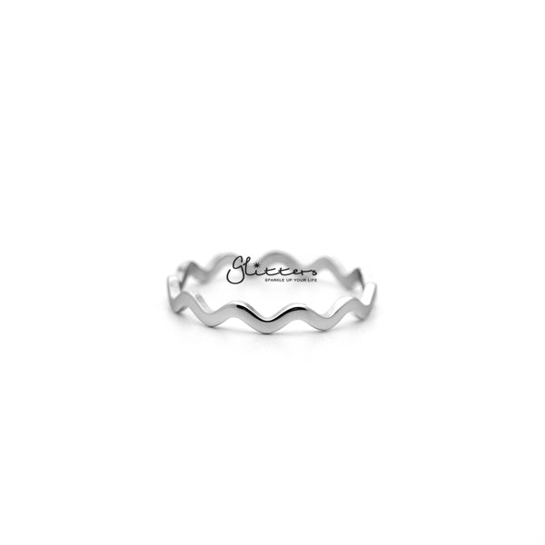 Stainless Steel Wavy Women's Rings - Silver-Jewellery, Rings, Stainless Steel, Stainless Steel Rings, Women's Jewellery, Women's Rings-RG0138_S01-Glitters