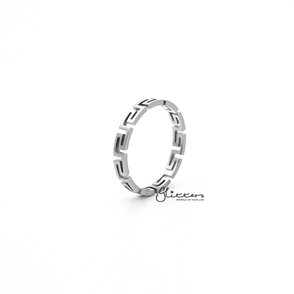 Stainless Steel Greek Key Women's Ring-Jewellery, Rings, Stainless Steel, Stainless Steel Rings, Women's Jewellery, Women's Rings-RG0140_S01-Glitters