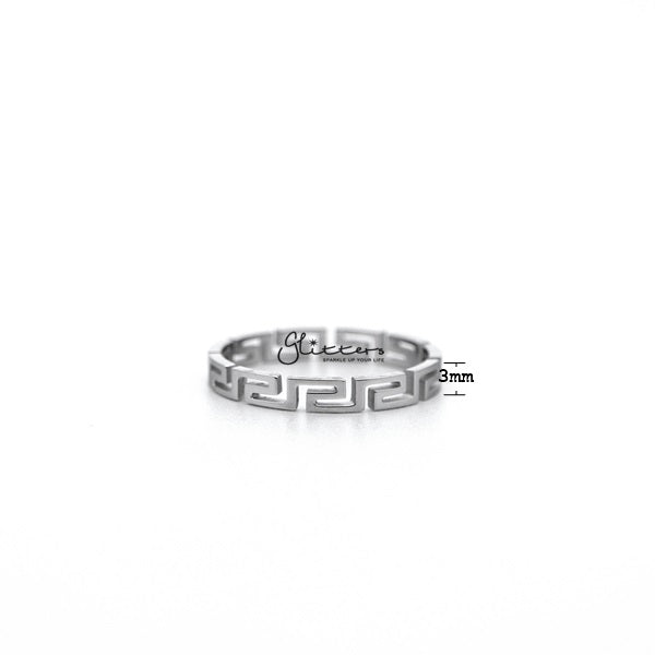 Stainless Steel Greek Key Women's Ring-Jewellery, Rings, Stainless Steel, Stainless Steel Rings, Women's Jewellery, Women's Rings-RG0140_S02_New-Glitters
