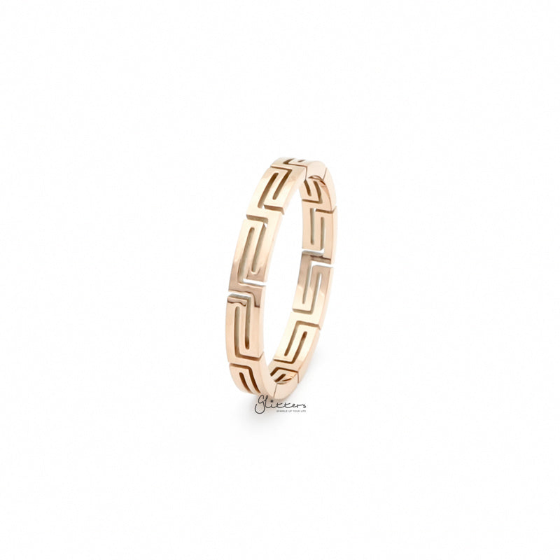 Stainless Steel Greek Key Ring - Rose Gold-Jewellery, Rings, Stainless Steel, Stainless Steel Rings, Women's Jewellery, Women's Rings-RG0143-1_800-Glitters