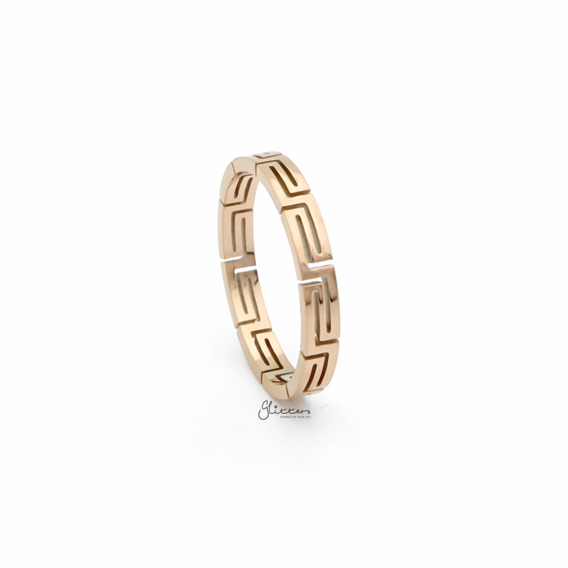 Stainless Steel Greek Key Ring - Rose Gold-Jewellery, Rings, Stainless Steel, Stainless Steel Rings, Women's Jewellery, Women's Rings-RG0143-2_800-Glitters
