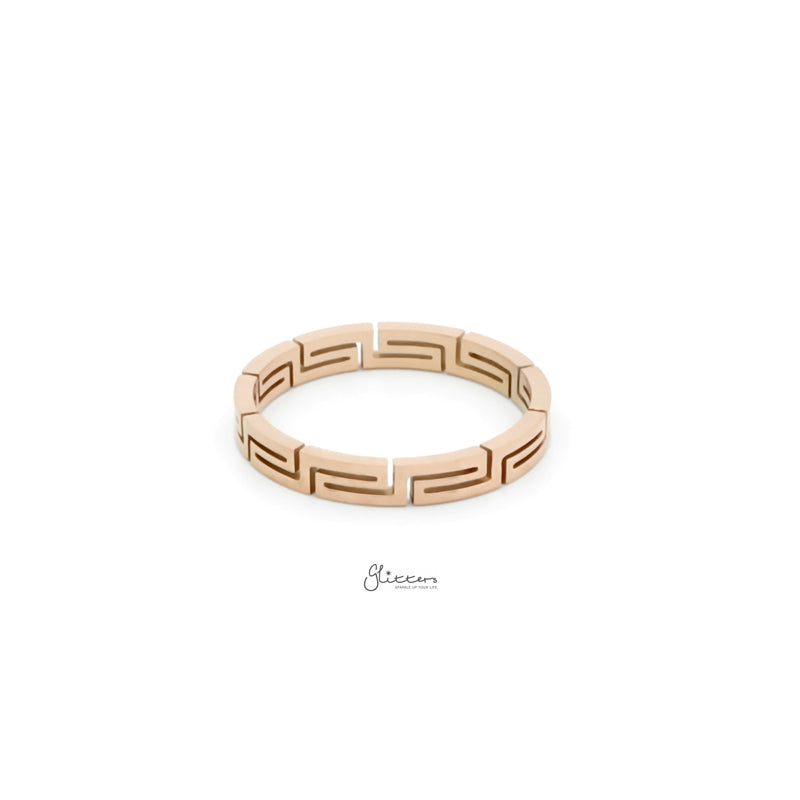 Stainless Steel Greek Key Ring - Rose Gold-Jewellery, Rings, Stainless Steel, Stainless Steel Rings, Women's Jewellery, Women's Rings-RG0143-3_800-Glitters