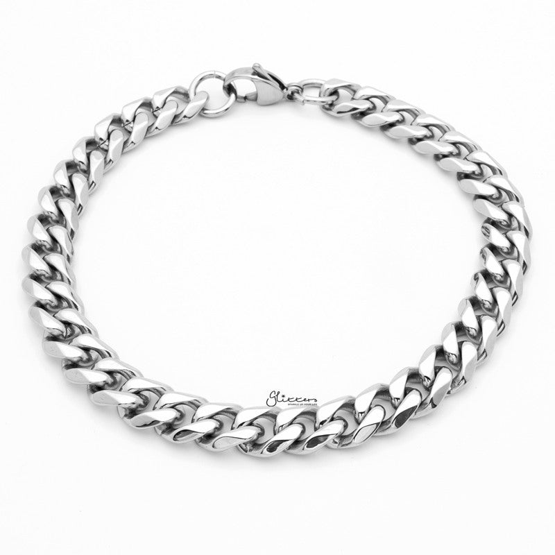 Stainless Steel Beveled Cuban Chain Bracelet - 9mm Width-Bracelets, Jewellery, Men's Bracelet, Men's Jewellery, Stainless Steel, Stainless Steel Bracelet-SB0004-1-Glitters