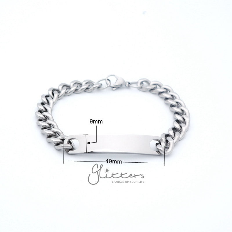 Stainless Steel Men's ID Bracelet 9mm Width-Bracelets, Engravable, ID Bracelet, Jewellery, Men's Bracelet, Men's Jewellery, Stainless Steel, Stainless Steel Bracelet-SB0014_3__New-Glitters