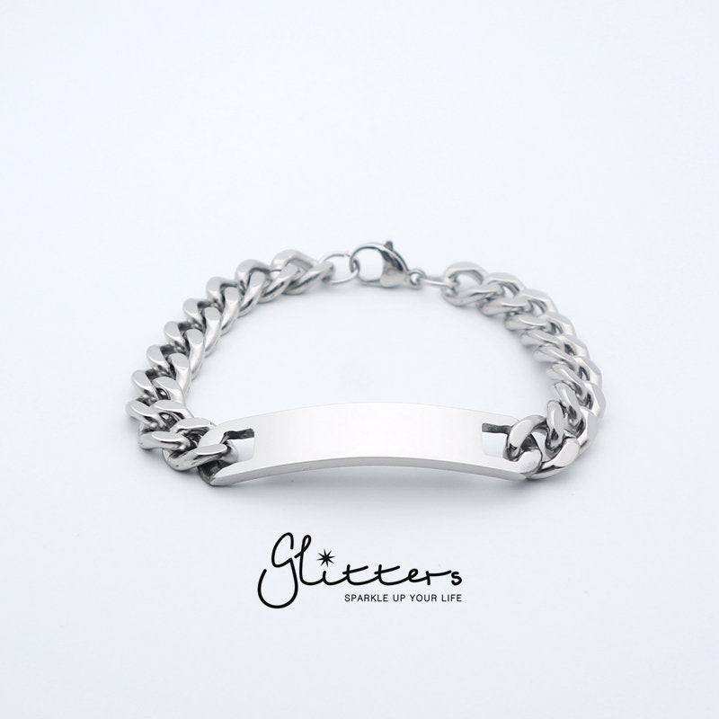 Mens silver deals id bracelets engraved