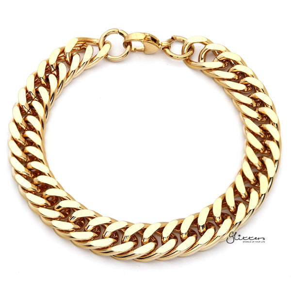 18K Gold I.P Stainless Steel Curb Link Chain Bracelet - 12mm Width-Bracelets, Jewellery, Men's Bracelet, Men's Jewellery, Stainless Steel, Stainless Steel Bracelet-SB0044-01_600-Glitters