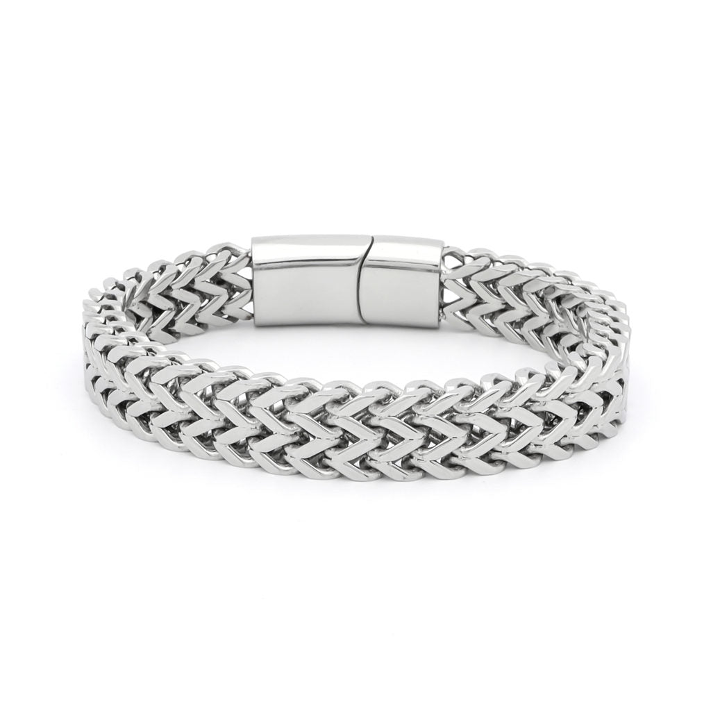 Stainless Steel 11mm Double Rows Franco Link Bracelet-Bracelets, Jewellery, Men's Bracelet, Men's Jewellery, New, Stainless Steel, Stainless Steel Bracelet-SB0089-1_1-Glitters