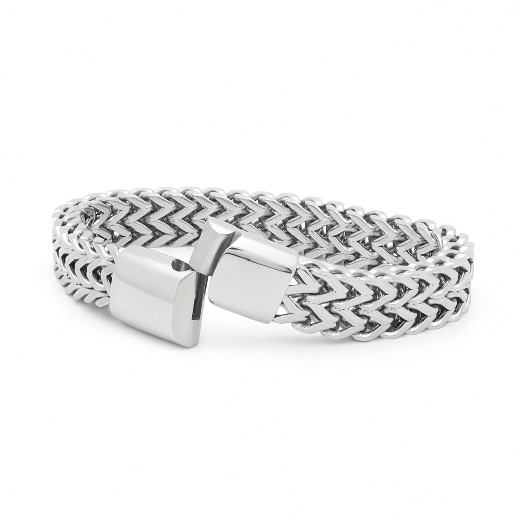Stainless Steel 11mm Double Rows Franco Link Bracelet-Bracelets, Jewellery, Men's Bracelet, Men's Jewellery, New, Stainless Steel, Stainless Steel Bracelet-SB0089-2_1-Glitters