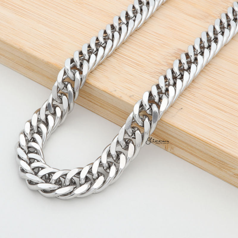 Stainless Steel Curb Link Chain Necklaces - 12mm width-Chain Necklaces, Jewellery, Men's Chain, Men's Jewellery, Men's Necklace, Necklaces, Stainless Steel, Stainless Steel Chain-SC0031-3-Glitters