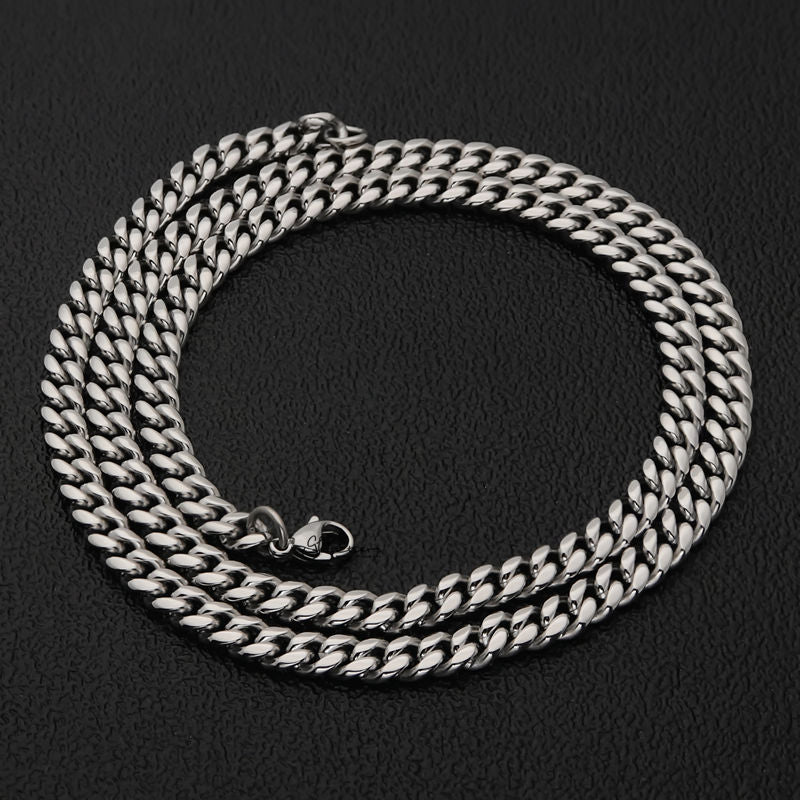 Stainless Steel Miami Cuban Curb Chain Necklace - 6mm Width-Chain Necklaces, Jewellery, Men's Chain, Men's Jewellery, Men's Necklace, Miami Cuban Curb Chain, Necklaces, Stainless Steel, Stainless Steel Chain-SC0082-3_800-Glitters