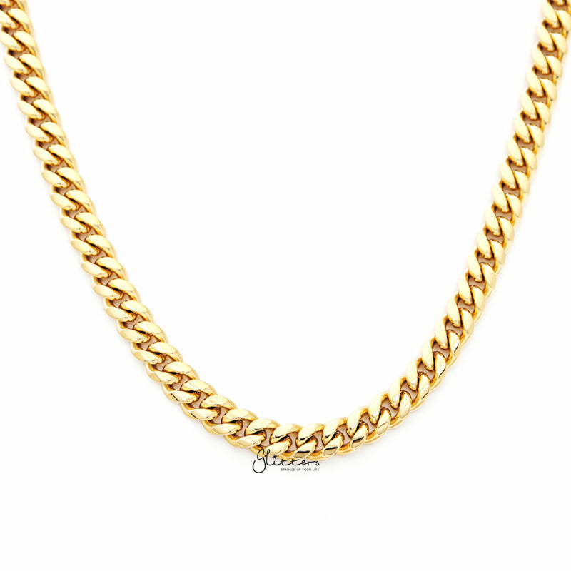 18K Gold Plated Stainless Steel Miami Cuban Curb Chain Necklace - 6mm Width-Chain Necklaces, Jewellery, Men's Chain, Men's Jewellery, Men's Necklace, Miami Cuban Curb Chain, Necklaces, Stainless Steel, Stainless Steel Chain-SC0083-1_800-Glitters
