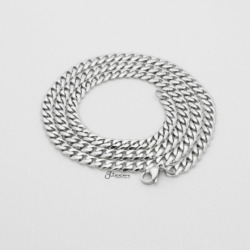 Stainless Steel Beveled Cuban Chain Necklace - 5.5mm width-Chain Necklaces, Jewellery, Men's Chain, Men's Jewellery, Men's Necklace, Necklaces, Stainless Steel, Stainless Steel Chain-SC0090-3-Glitters