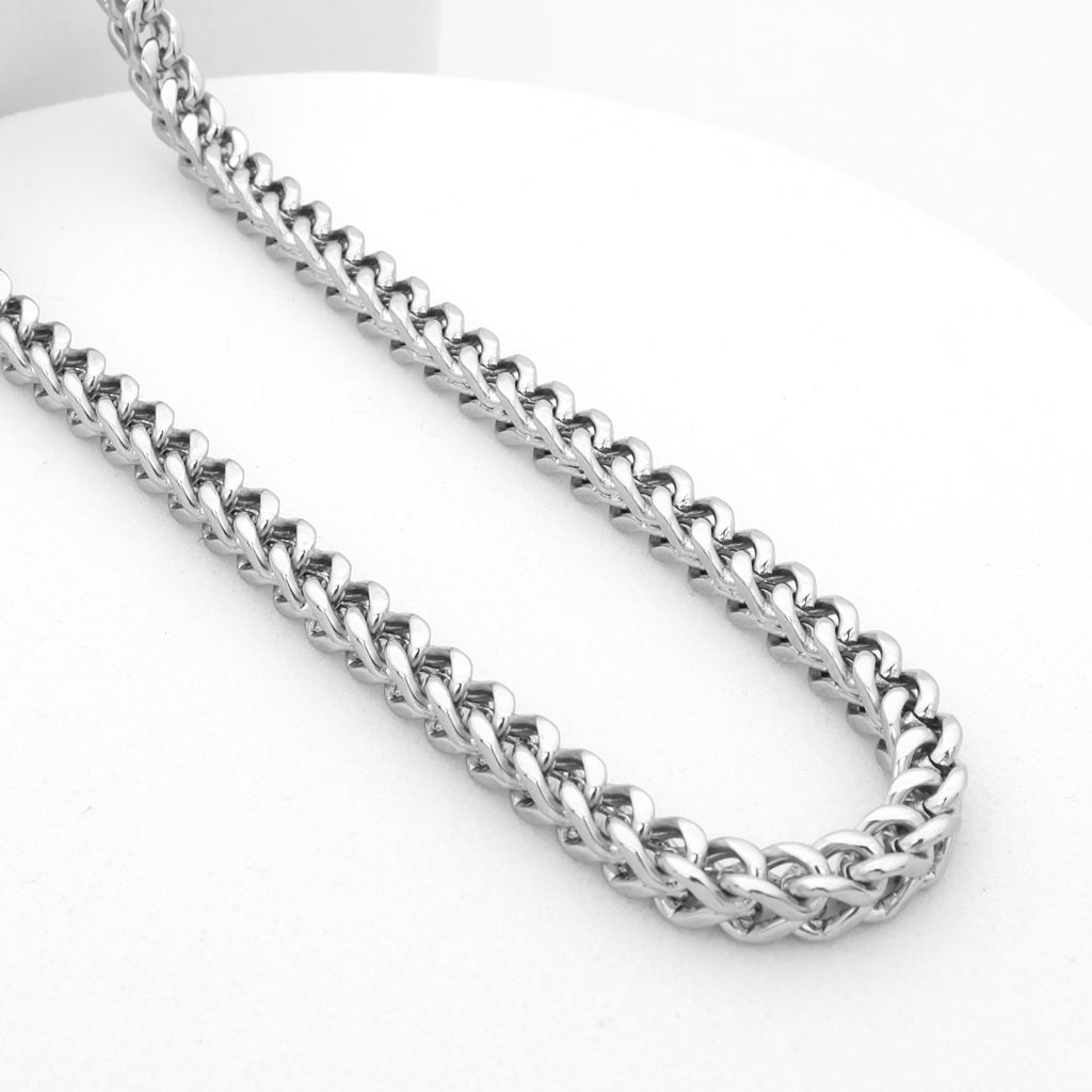 Stainless Steel 3mm Square Franco Link Chain Necklace-Chain Necklaces, Franco Chain, Jewellery, Men's Chain, Men's Jewellery, Men's Necklace, Necklaces, New, Stainless Steel Chain, Women's Jewellery, Women's Necklace-SC0098-4_1-Glitters