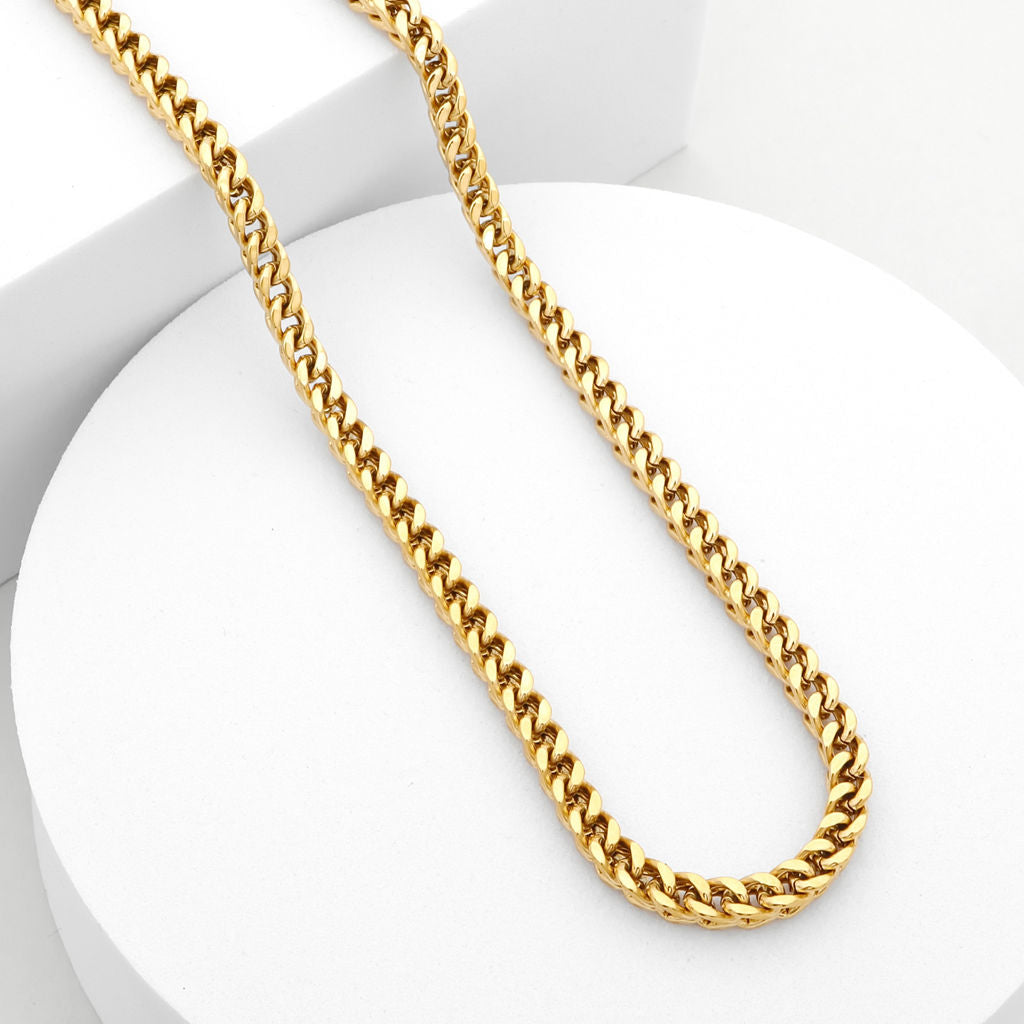 Stainless Steel 3mm Square Franco Link Chain Necklace-Chain Necklaces, Franco Chain, Jewellery, Men's Chain, Men's Jewellery, Men's Necklace, Necklaces, New, Stainless Steel Chain, Women's Jewellery, Women's Necklace-SC0099-4_1-Glitters