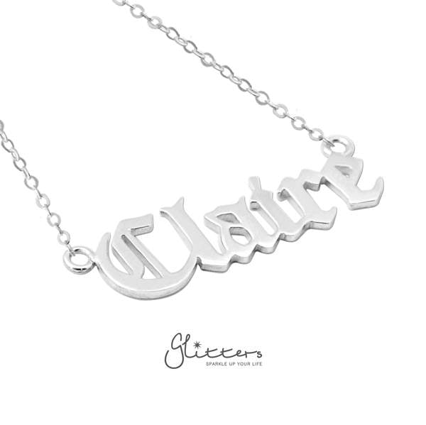 Personalized Sterling Silver Name Necklace-Old English-name necklace, Personalized, Silver name necklace-SCRIPT9-2-2-Glitters
