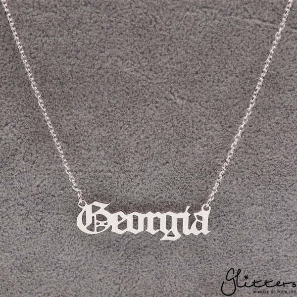 Personalized Sterling Silver Name Necklace-Old English-name necklace, Personalized, Silver name necklace-SCRIPT9-41-Glitters