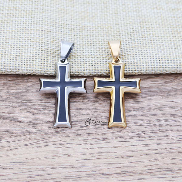 Stainless Steel Two Tone Cross Pendant-Jewellery, Men's Jewellery, Men's Necklace, necklace, Necklaces, Pendants, Stainless Steel, Stainless Steel Pendant-SP0272-A-Glitters