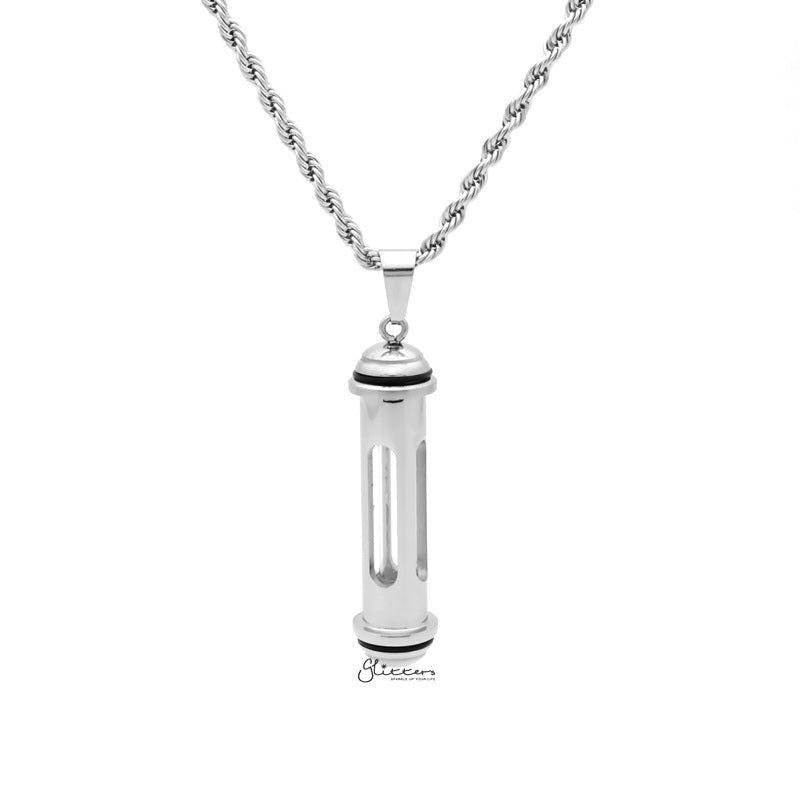 Stainless Steel Screw Cap Glass Bottle Pendant - Silver-Jewellery, Men's Jewellery, Men's Necklace, Necklaces, Pendants, Stainless Steel, Stainless Steel Pendant-SP0277-5_1-Glitters