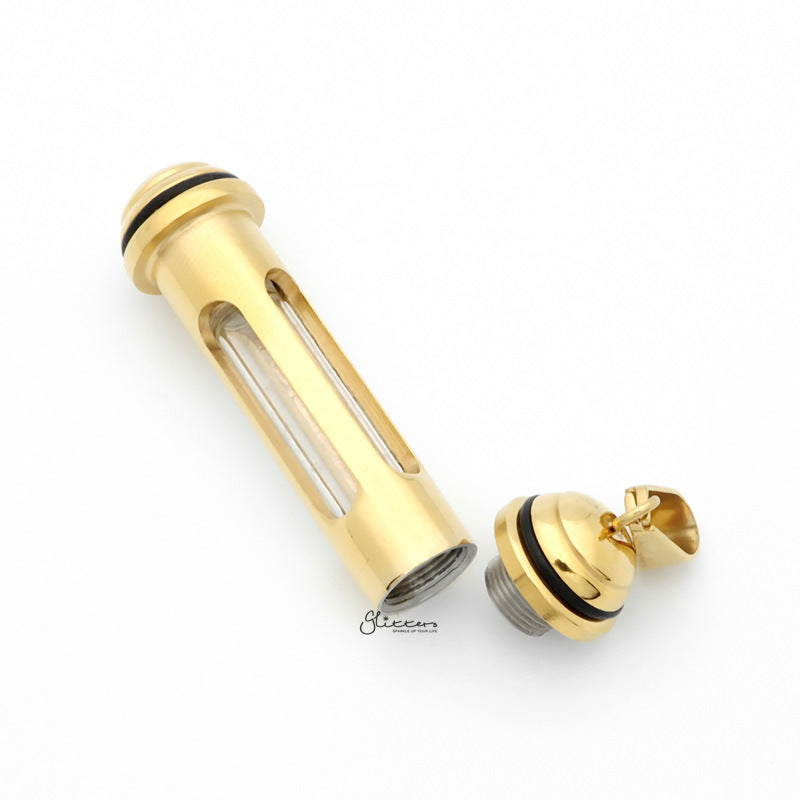 Stainless Steel Screw Cap Glass Bottle Pendant - Gold-Jewellery, Men's Jewellery, Men's Necklace, Necklaces, Pendants, Stainless Steel, Stainless Steel Pendant-SP0278-2_1-Glitters
