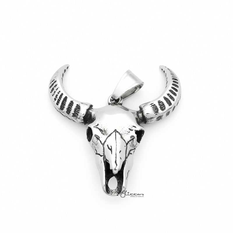 Stainless Steel Buffalo Skull Pendant-Jewellery, Men's Jewellery, Men's Necklace, Necklaces, Pendants, Stainless Steel, Stainless Steel Pendant-SP0282-2_1-Glitters