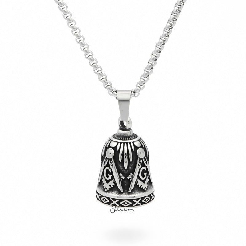 Masonic Stainless Steel Bell Pendant-Jewellery, Men's Jewellery, Men's Necklace, Necklaces, Pendants, Stainless Steel, Stainless Steel Pendant-SP0294-1_1-Glitters