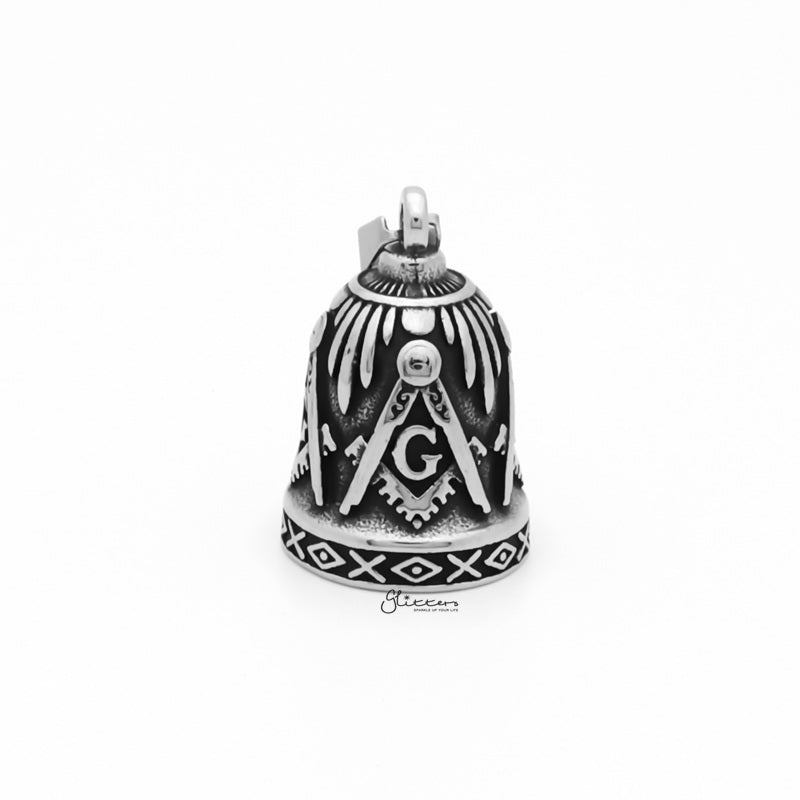 Masonic Stainless Steel Bell Pendant-Jewellery, Men's Jewellery, Men's Necklace, Necklaces, Pendants, Stainless Steel, Stainless Steel Pendant-SP0294-2_1-Glitters