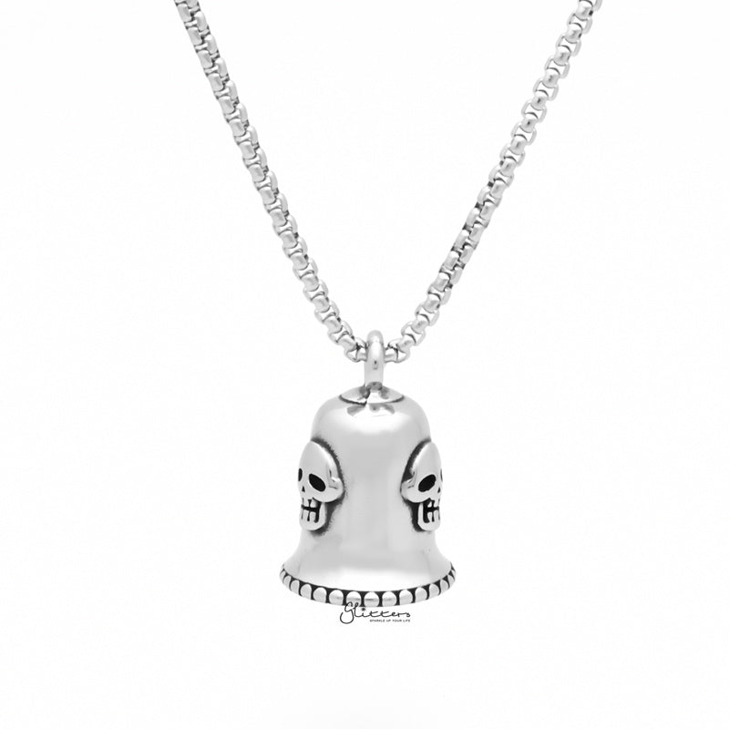 Lucky 13 Stainless Steel Bell Pendant - Silver-Jewellery, Men's Jewellery, Men's Necklace, Necklaces, Pendants, Stainless Steel, Stainless Steel Pendant-SP0297-S2_1-Glitters