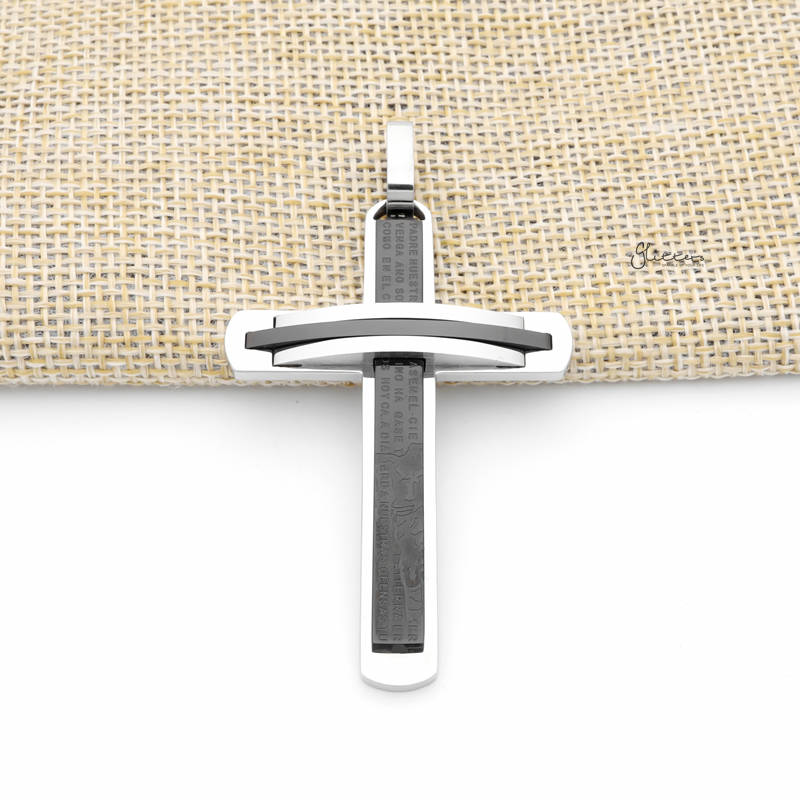 Double Layer Two Tone Cross Pendant-Jewellery, Men's Jewellery, Men's Necklace, Necklaces, Pendants, Stainless Steel, Stainless Steel Pendant-SP0309-1_800-Glitters