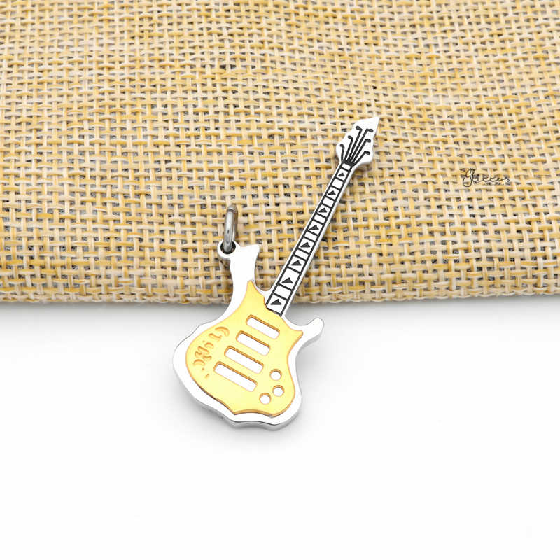 Stainless Steel Electric Guitar Pendant - Gold-Jewellery, Men's Jewellery, Men's Necklace, Necklaces, Pendants, Stainless Steel, Stainless Steel Pendant-SP0315-G1_800-Glitters