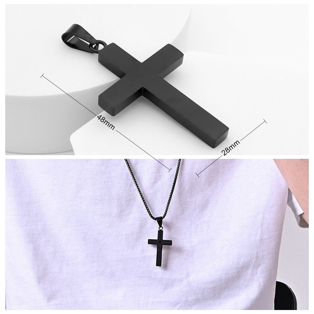Lord's Prayer Cross Pendant - Black-Pendants-4-Glitters