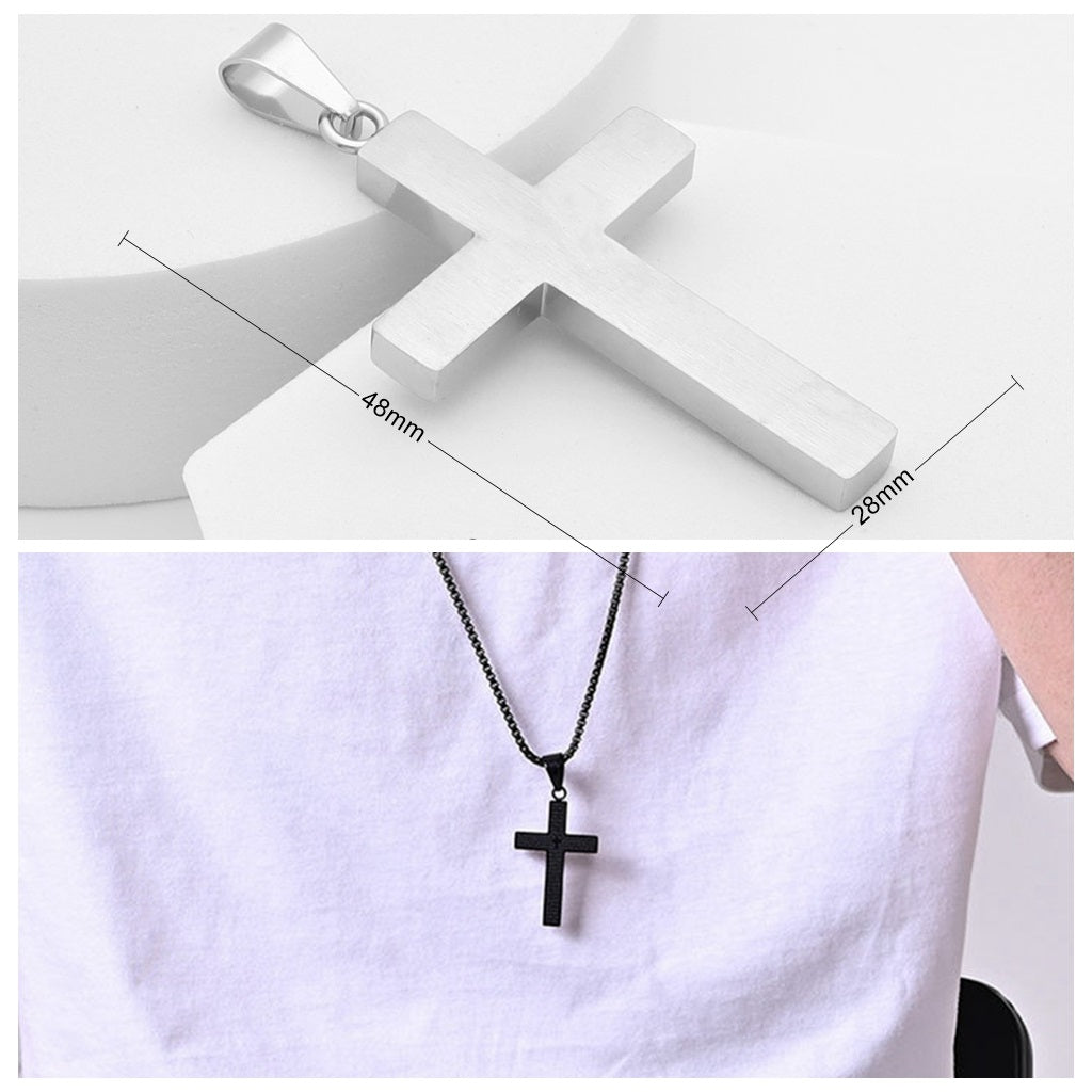 Lord's Prayer Cross Pendant - Silver-Pendants-4-Glitters
