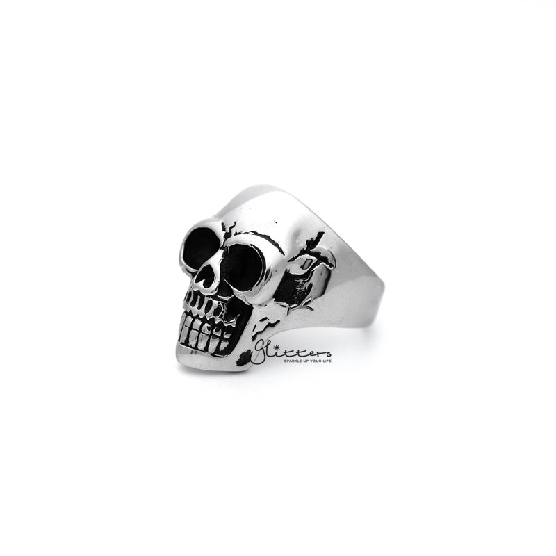 Antiqued Stainless Steel Classic Skull Head Casting Men's Rings-Jewellery, Men's Jewellery, Men's Rings, Rings, Stainless Steel, Stainless Steel Rings-SR0014_800-02-Glitters