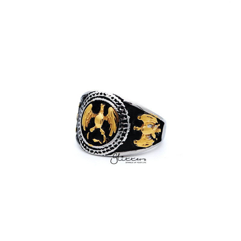 Men's Antiqued Stainless Steel Two Tone Eagle Casting Rings-Jewellery, Men's Jewellery, Men's Rings, Rings, Stainless Steel, Stainless Steel Rings-SR0067_800-02-Glitters