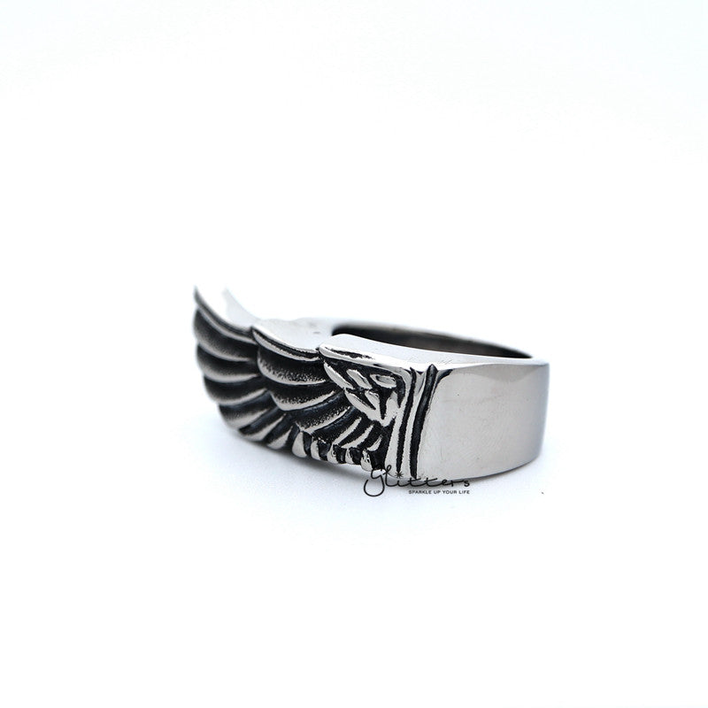 Stainless Steel Antiqued Angel Wing Casting Men's Rings-Jewellery, Men's Jewellery, Men's Rings, Rings, Stainless Steel, Stainless Steel Rings-SR0114_800-02-Glitters