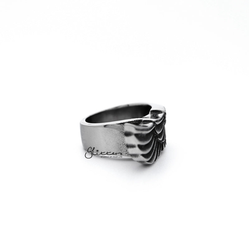 Stainless Steel Antiqued Angel Wing Casting Men's Rings-Jewellery, Men's Jewellery, Men's Rings, Rings, Stainless Steel, Stainless Steel Rings-SR0114_800-03-Glitters