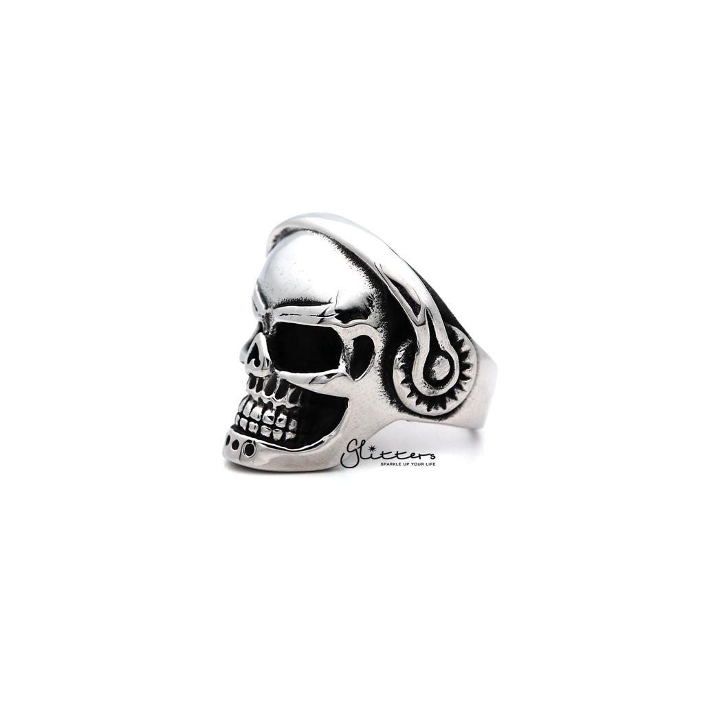 Men's Stainless Steel Skull Head with Headphone Casting Rings-Jewellery, Men's Jewellery, Men's Rings, Rings, Stainless Steel, Stainless Steel Rings-SR0152_1000-02-Glitters