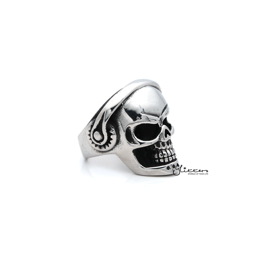 Men's Stainless Steel Skull Head with Headphone Casting Rings-Jewellery, Men's Jewellery, Men's Rings, Rings, Stainless Steel, Stainless Steel Rings-SR0152_1000-03-Glitters