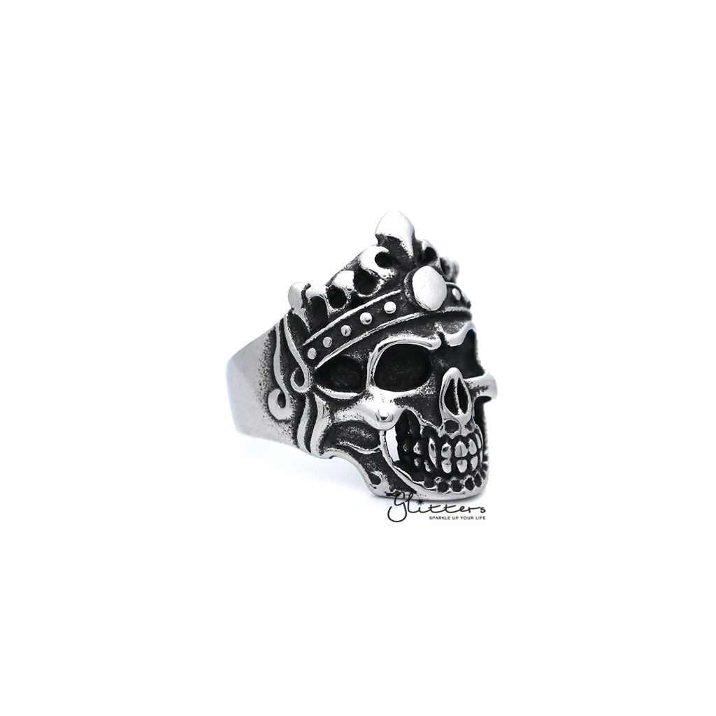 Men's Antiqued Stainless Steel Skull King Casting Rings-Jewellery, Men's Jewellery, Men's Rings, Rings, Stainless Steel, Stainless Steel Rings-SR0193-1000-02-Glitters