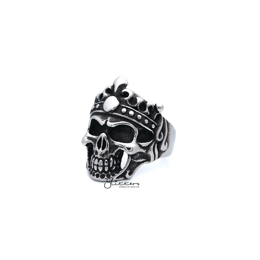 Men's Antiqued Stainless Steel Skull King Casting Rings-Jewellery, Men's Jewellery, Men's Rings, Rings, Stainless Steel, Stainless Steel Rings-SR0193-1000-03-Glitters
