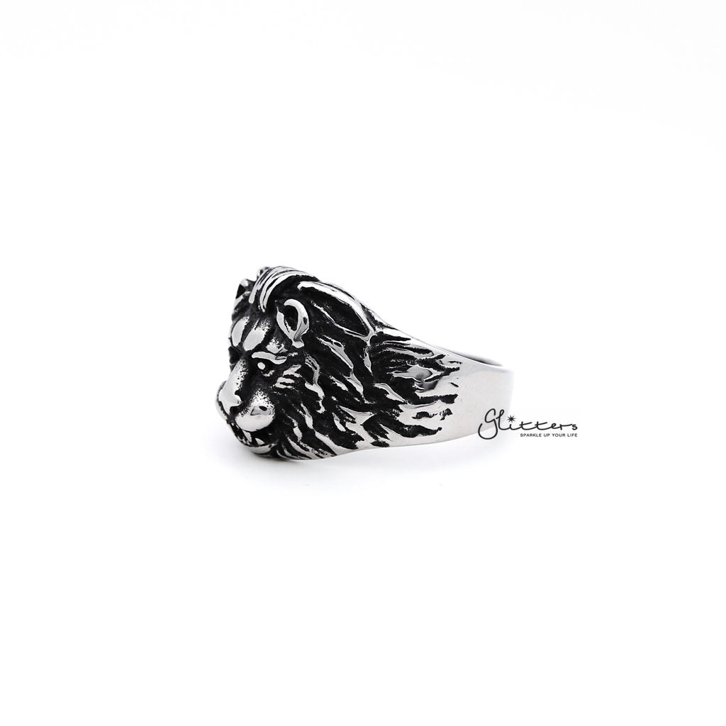 Men's Antiqued Stainless Steel Gothic Lion Heart Casting Rings-Jewellery, Men's Jewellery, Men's Rings, Rings, Stainless Steel, Stainless Steel Rings-SR0193_1000-02-Glitters