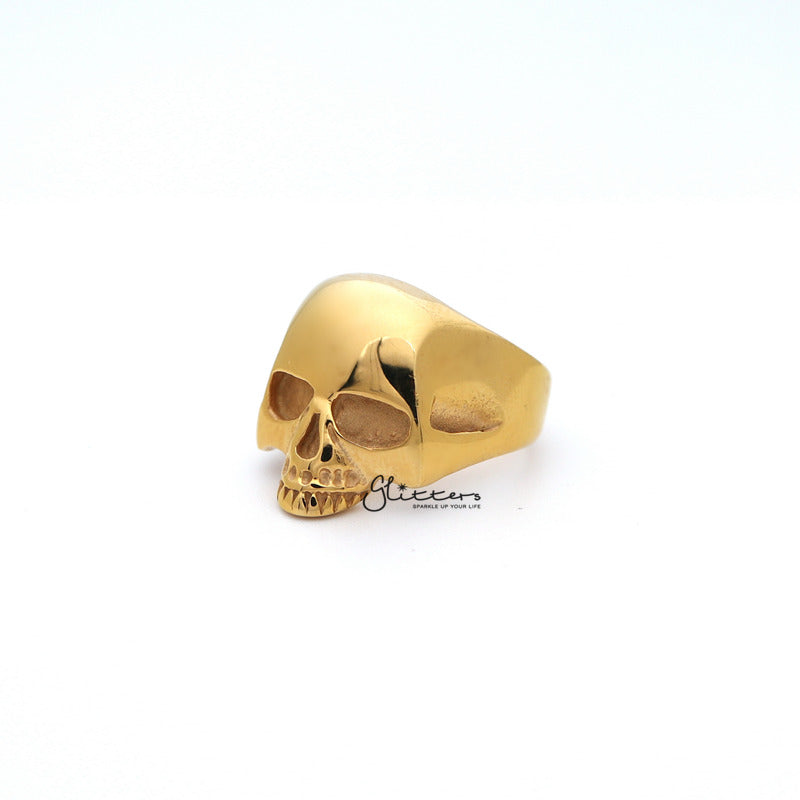 18K Gold I.P Stainless Steel Classic Skull Head Casting Men's Ring-Jewellery, Men's Jewellery, Men's Rings, Rings, Stainless Steel, Stainless Steel Rings-SR0203_01_800-Glitters