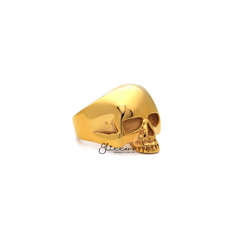 18K Gold I.P Stainless Steel Classic Skull Head Casting Men's Ring-Jewellery, Men's Jewellery, Men's Rings, Rings, Stainless Steel, Stainless Steel Rings-SR0203_03_800-Glitters