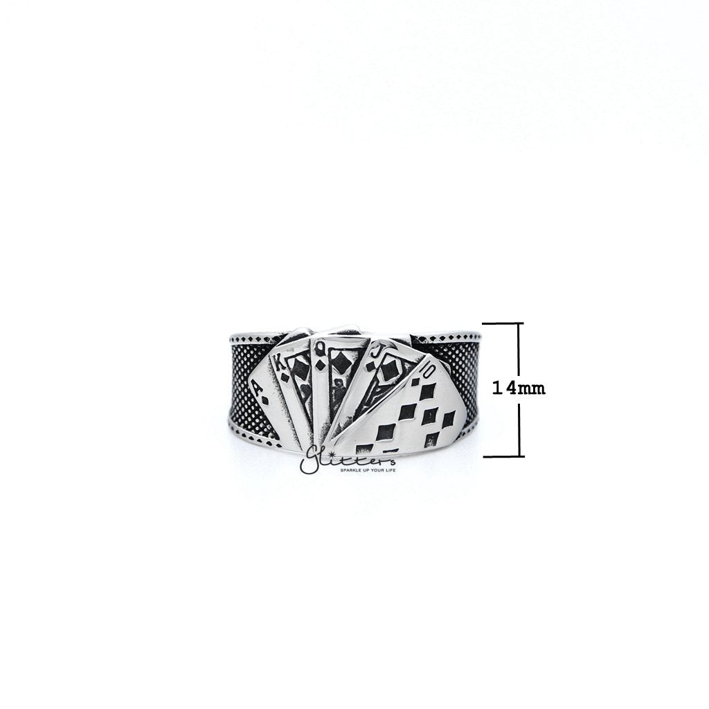 Stainless Steel Antiqued Poker Cards Casting Men's Open Rings-Jewellery, Men's Jewellery, Men's Rings, Rings, Stainless Steel, Stainless Steel Rings-SR0244_1000-01_New-Glitters