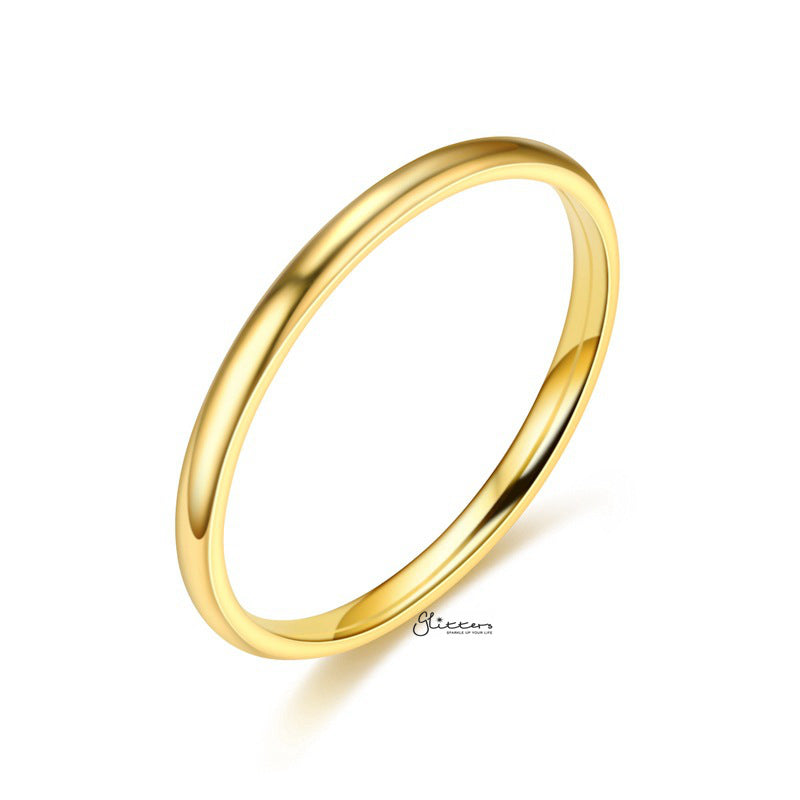 Gold Plated 2mm Wide Glossy Mirror Polished Stainless Steel Plain Band Ring-Jewellery, Men's Rings, Plain Band, Rings, Stainless Steel, Stainless Steel Rings, Women's Jewellery, Women's Rings-SR0277-1_800-Glitters