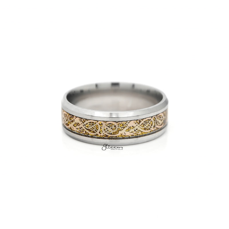 Stainless Steel Beveled Edge Band Ring with Gold Stripe Pattern-Jewellery, Men's Jewellery, Men's Rings, Rings, Stainless Steel, Stainless Steel Rings-SR0280-3_800-Glitters