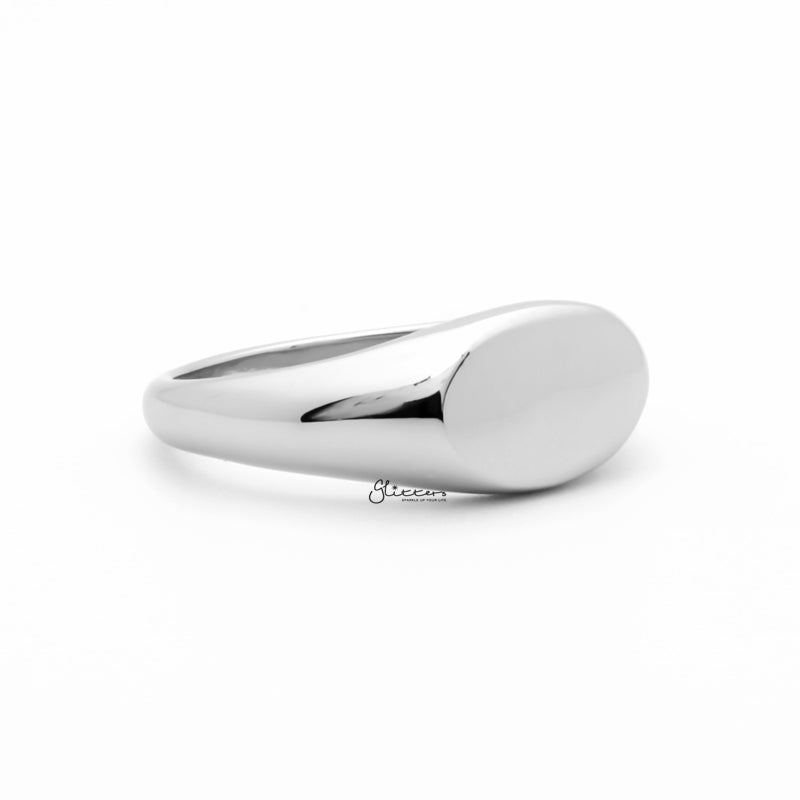 Stainless Steel Oval Signet Ring - Silver-Jewellery, Men's Jewellery, Men's Rings, Rings, Stainless Steel, Stainless Steel Rings, Women's Rings-SR0287-2_1-Glitters